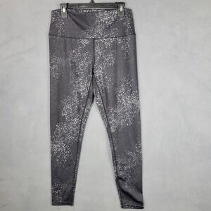 Zella Pants Womens Large Gray White‎ High Rise Ankle Leggings Splatter Print